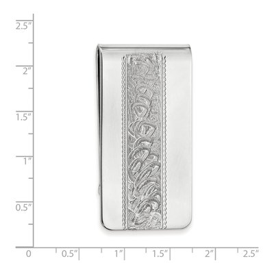 Rhodium Money Clip with Swirl Pattern – view 3