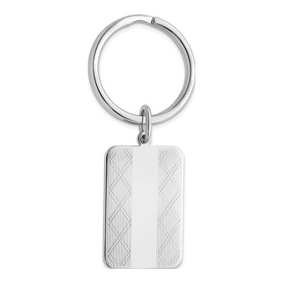 Men's Rhodium Key Ring with X-Pattern
