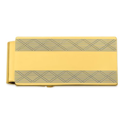 Gold-Plated Hinged Money Clip, X-Pattern