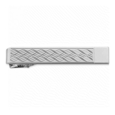 Rhodium-Plated Chevron Tie Bar