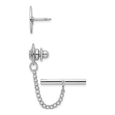 Rhodium-Plated Crosshatch Tie Tac – view 2