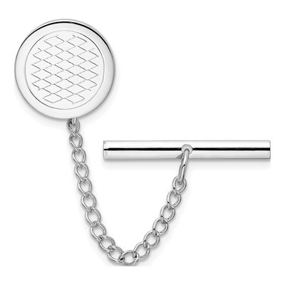 Rhodium-Plated Crosshatch Tie Tac