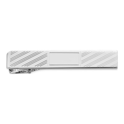 Rhodium-Plated Engravable Tie Bar