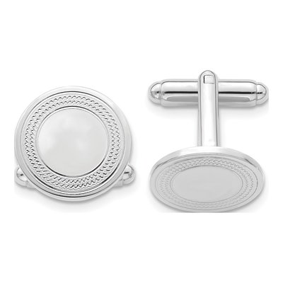 Rhodium-Plated Round Cuff Links