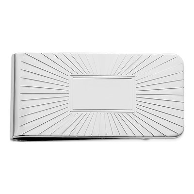 Rhodium Engravable Starburst Money Clip