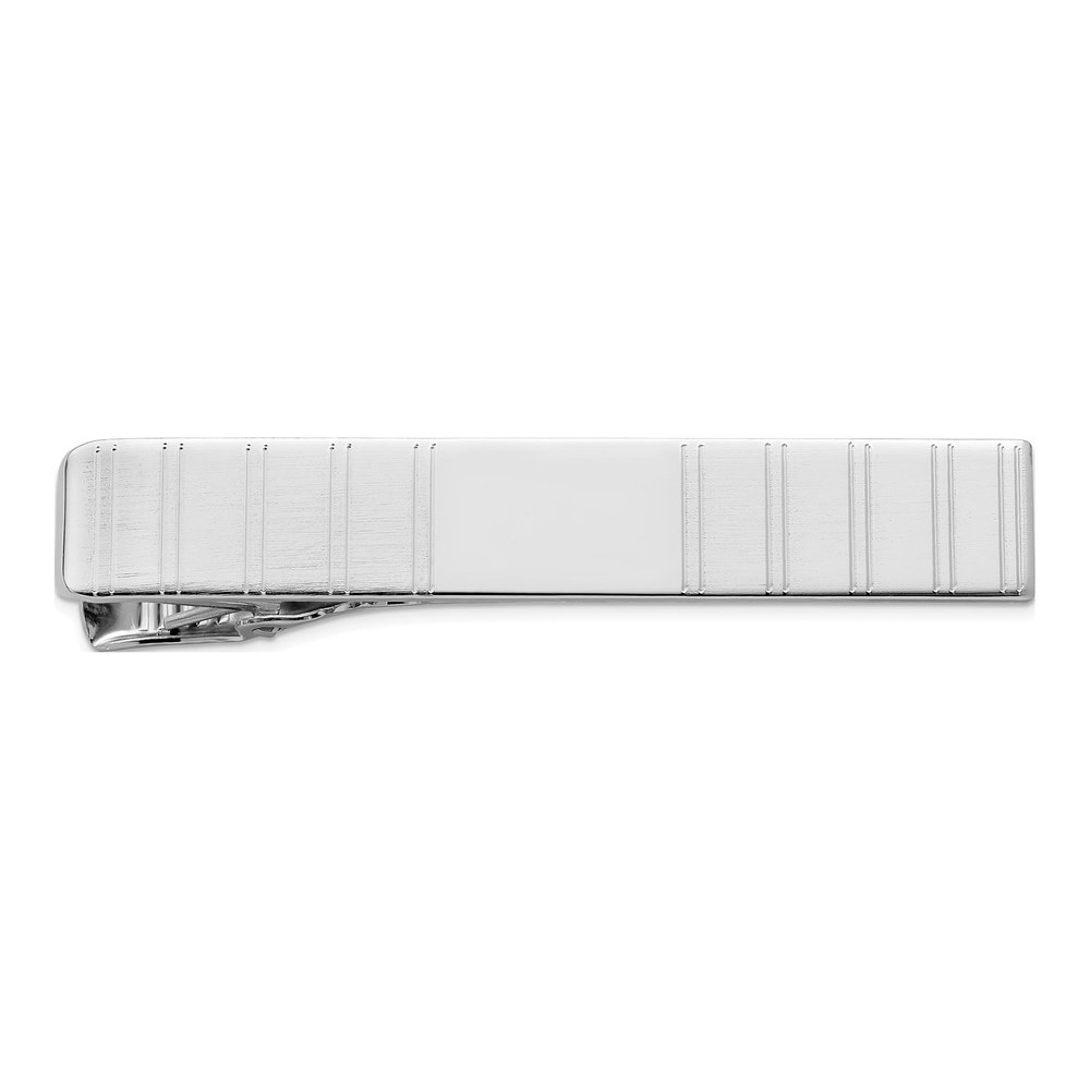 Men's Rhodium-Plated Engravable Tie Bar