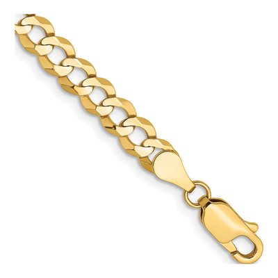 14K Yellow Gold 4.7mm Flat Cuban Chain Bracelet