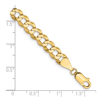 14K Yellow Gold 7.2mm Flat Cuban Chain Bracelet – view 2