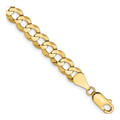 14K Yellow Gold 7.2mm Flat Cuban Chain Bracelet
