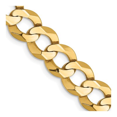 14K Yellow Gold 8.3mm Flat Cuban Chain