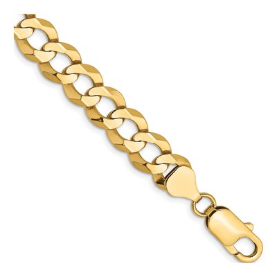 14K Yellow Gold 8.3mm Flat Cuban Chain Bracelet