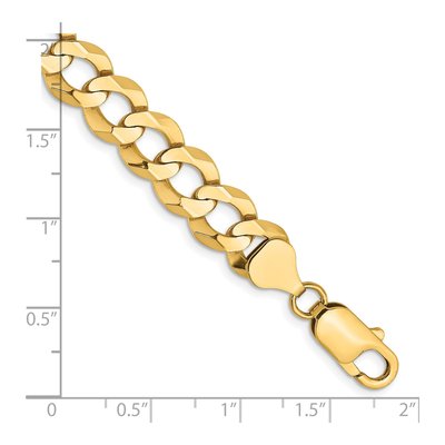 14K Yellow Gold 9.4mm Flat Cuban Chain Bracelet – view 2