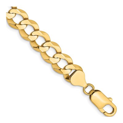 14K Yellow Gold 9.4mm Flat Cuban Chain Bracelet