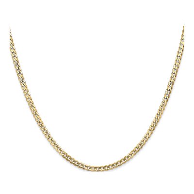 14K Yellow Gold 3mm Open Concave Curb Chain – view 2