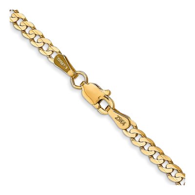 14K Yellow Gold 3mm Open Concave Curb Chain – view 4