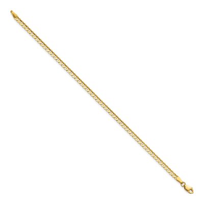 14K Yellow Gold 3mm Open Concave Curb Chain Bracelet – view 2