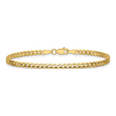 14K Yellow Gold 3mm Open Concave Curb Chain Bracelet – view 4