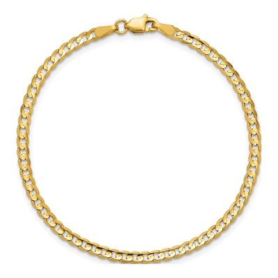 14K Yellow Gold 3mm Open Concave Curb Chain Bracelet – view 5