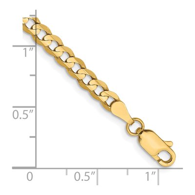 14K Yellow Gold 3.8mm Open Concave Curb Chain Bracelet – view 3