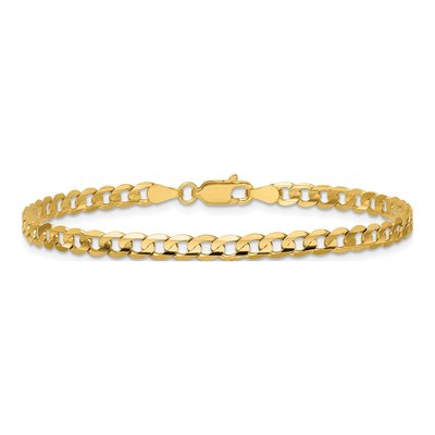 14K Yellow Gold 3.8mm Open Concave Curb Chain Bracelet – view 4