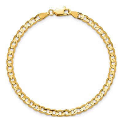 14K Yellow Gold 3.8mm Open Concave Curb Chain Bracelet – view 5