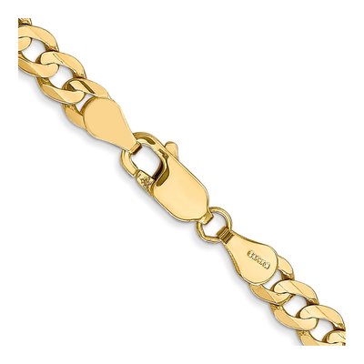 14K Yellow Gold 16 Inch 4.5mm Open Concave Curb With Lobster Clasp Chain – view 3