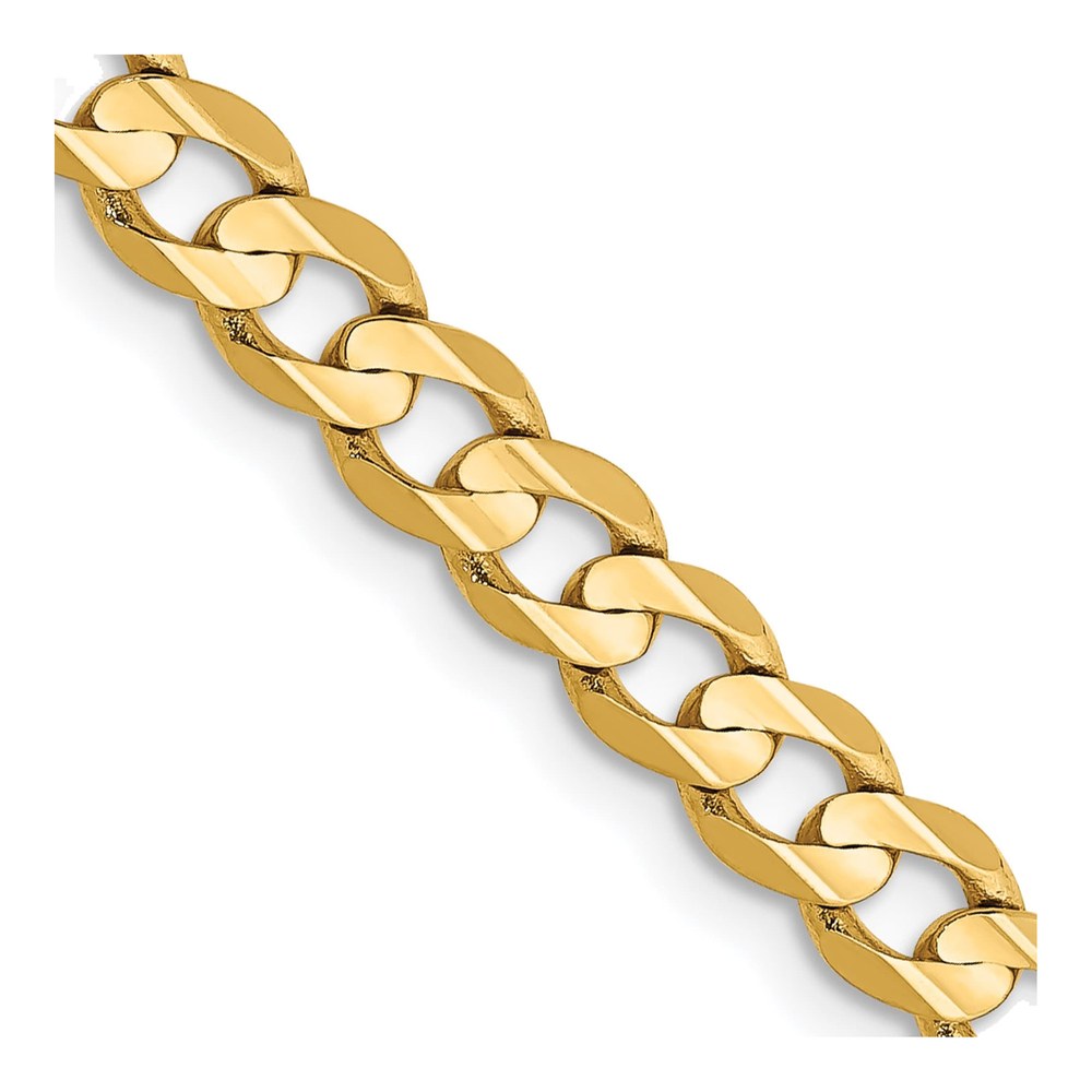 14K Yellow Gold 26 Inch 4.5mm Open Concave Curb With Lobster Clasp Chain Necklace