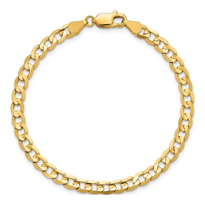 14K Yellow Gold 4.5mm Concave Open Curb Chain Bracelet – view 5