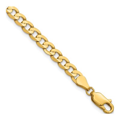 14K Yellow Gold 4.5mm Concave Open Curb Chain Bracelet