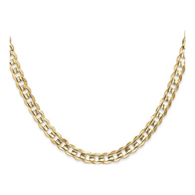 14K Yellow Gold 5.25mm Open Concave Curb Chain – view 2