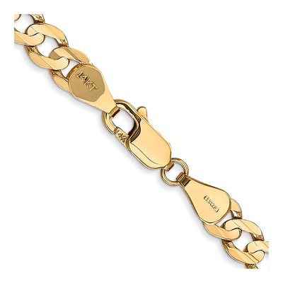 14K Yellow Gold 5.25mm Open Concave Curb Chain – view 3