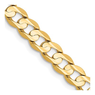 14K Yellow Gold 5.25mm Open Concave Curb Chain