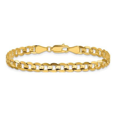 14K Yellow Gold 5.25mm Open Concave Curb Chain Bracelet – view 4