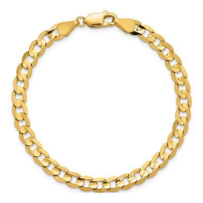 14K Yellow Gold 5.25mm Concave Open Curb Chain Anklet – view 4
