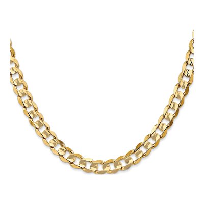 14K Yellow Gold 6.75mm Open Concave Curb Chain – view 2