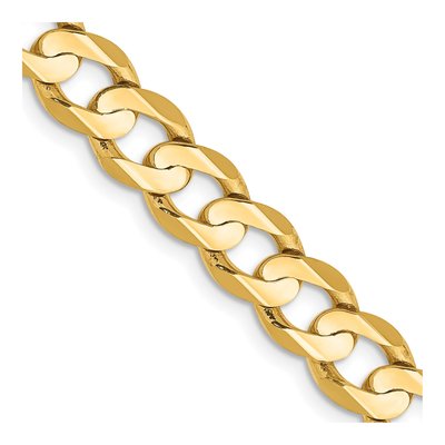 14K Yellow Gold 6.75mm Open Concave Curb Chain