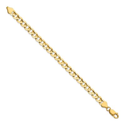 14K Yellow Gold 6.75mm Open Concave Curb Chain Bracelet – view 2