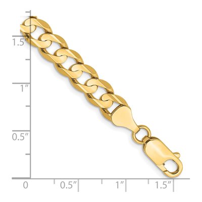 14K Yellow Gold 6.75mm Open Concave Curb Chain Bracelet – view 3