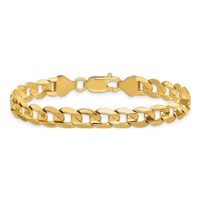 14K Yellow Gold 6.75mm Open Concave Curb Chain Bracelet – view 4