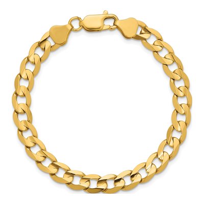 14K Yellow Gold 6.75mm Open Concave Curb Chain Bracelet – view 5