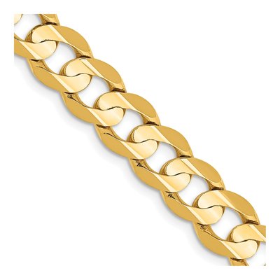 14K Yellow Gold 7.5mm Open Concave Curb Chain