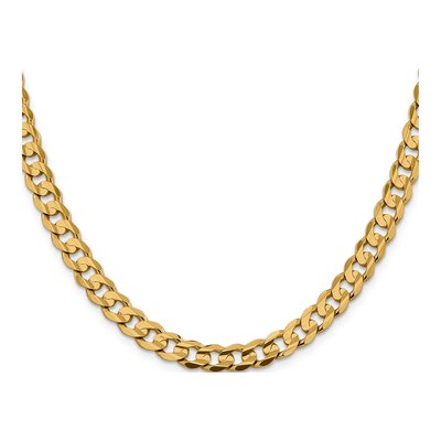 14K Yellow Gold 7.5mm Open Concave Curb Chain – view 2