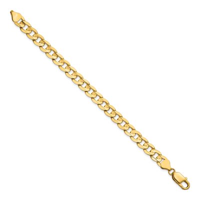 14K Yellow Gold 7.5mm Open Concave Curb Chain Bracelet – view 2