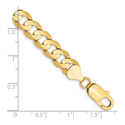 14K Yellow Gold 7.5mm Open Concave Curb Chain Bracelet – view 3