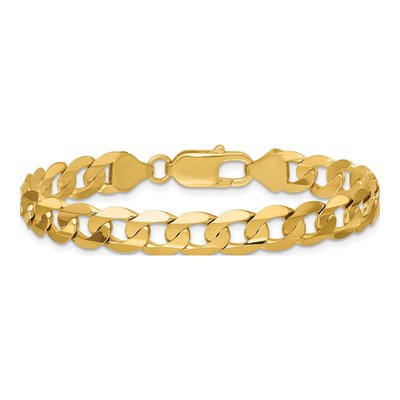 14K Yellow Gold 7.5mm Open Concave Curb Chain Bracelet – view 4