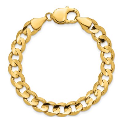 14K Yellow Gold 8.5mm Open Concave Curb Chain Bracelet – view 5