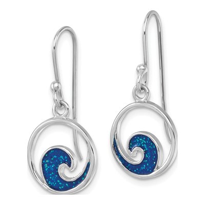 Sterling Silver Enameled Wave Dangle Earrings – view 3