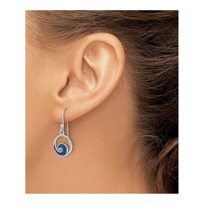 Sterling Silver Enameled Wave Dangle Earrings – view 4