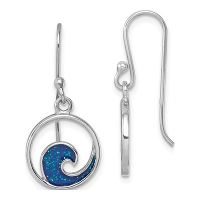 Sterling Silver Enameled Wave Dangle Earrings