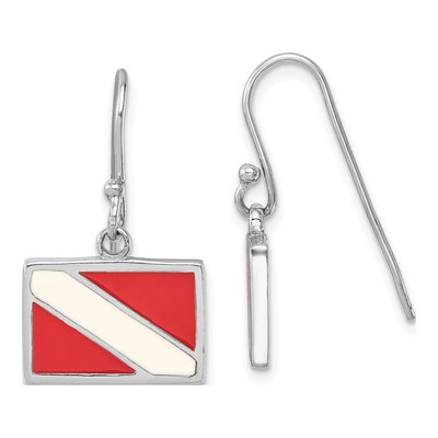 Sterling Silver Dive Flag Dangle Earrings